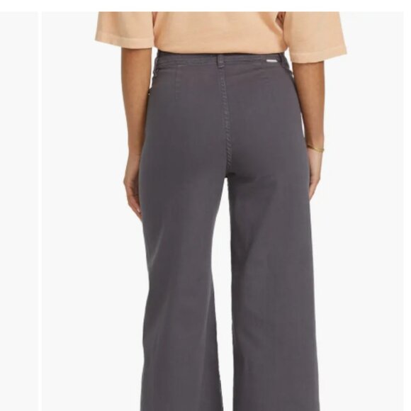 Billabong‎ Free Spirit Stretch Cotton Crop Wide Leg Pants Black Sands Size 30 - Picture 2 of 13